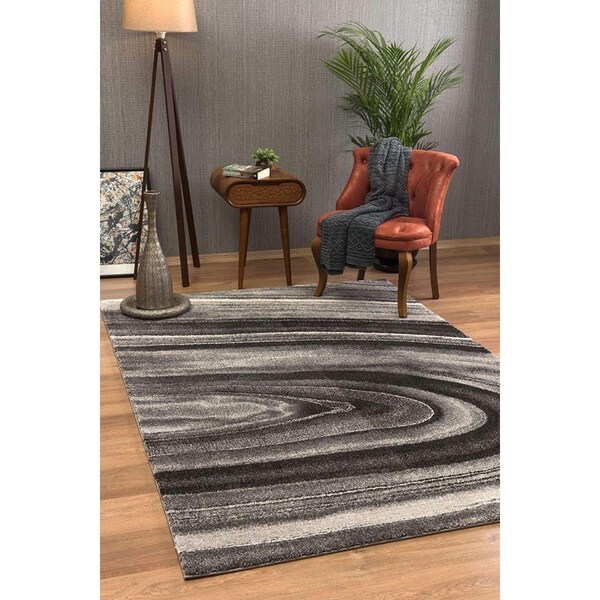 Palacedesigns 5 x 8 ft. Dark Gray Abstract Illusional Area Rug - Dark Gray - 5' x 8' PA3101851 - main